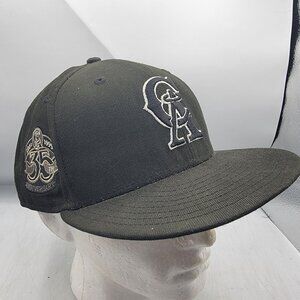 California Angels 35th Anniversary Black Fitted Hat Size 8 Sports Casual